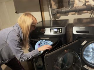 woman doing laundry