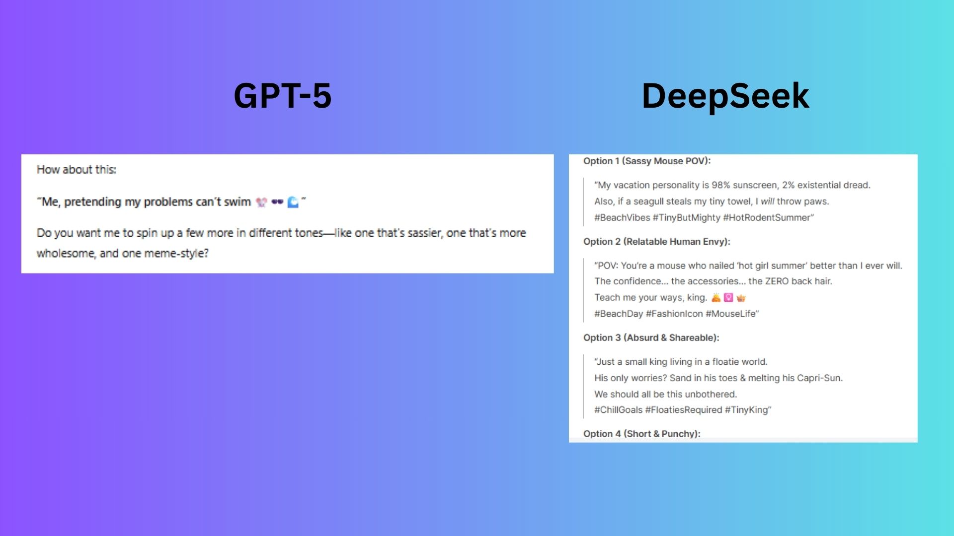 GPT-5 vs deepseek screenshot