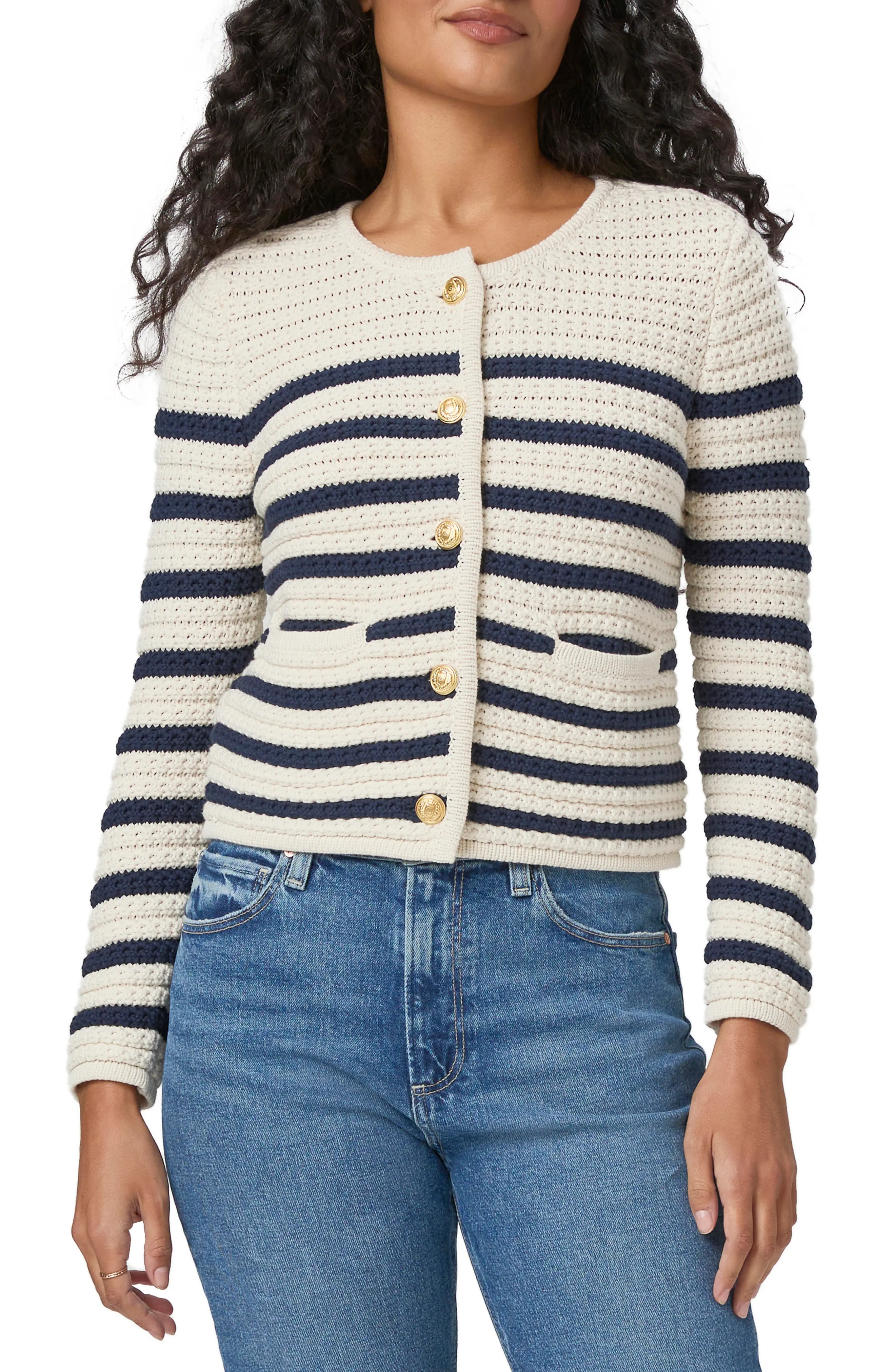 PAIGE, Oberon Stripe Cotton Blend Cardigan