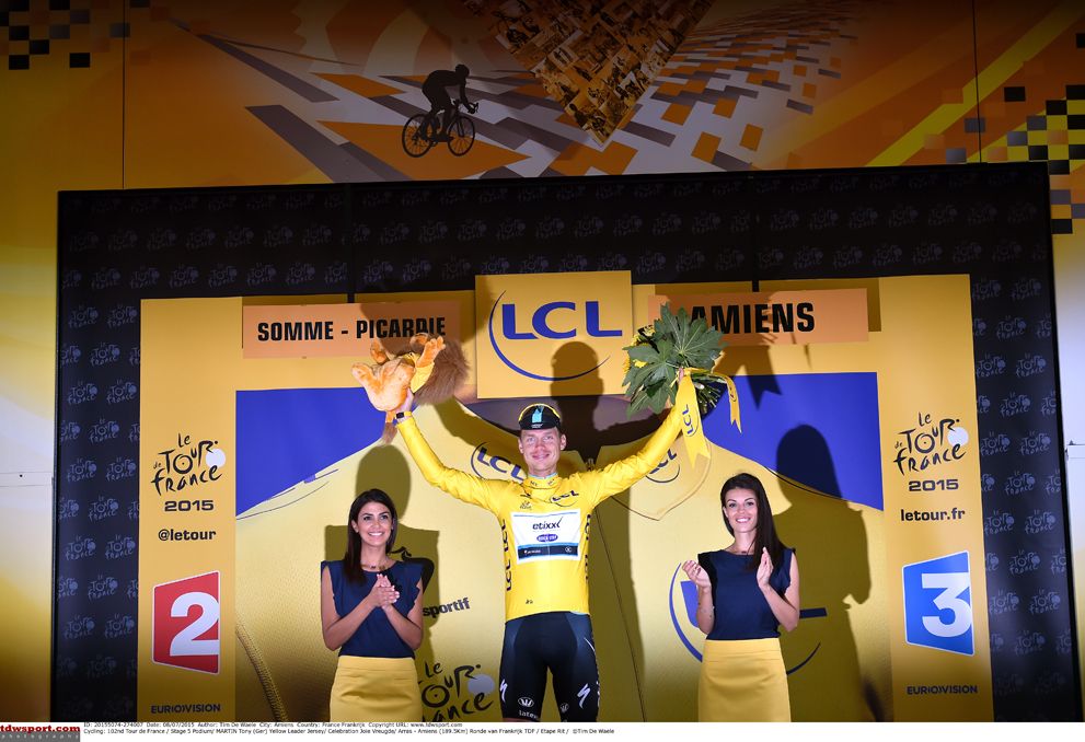 Tony Martin (Etixx QuickStep) in yelow at the Tour de France