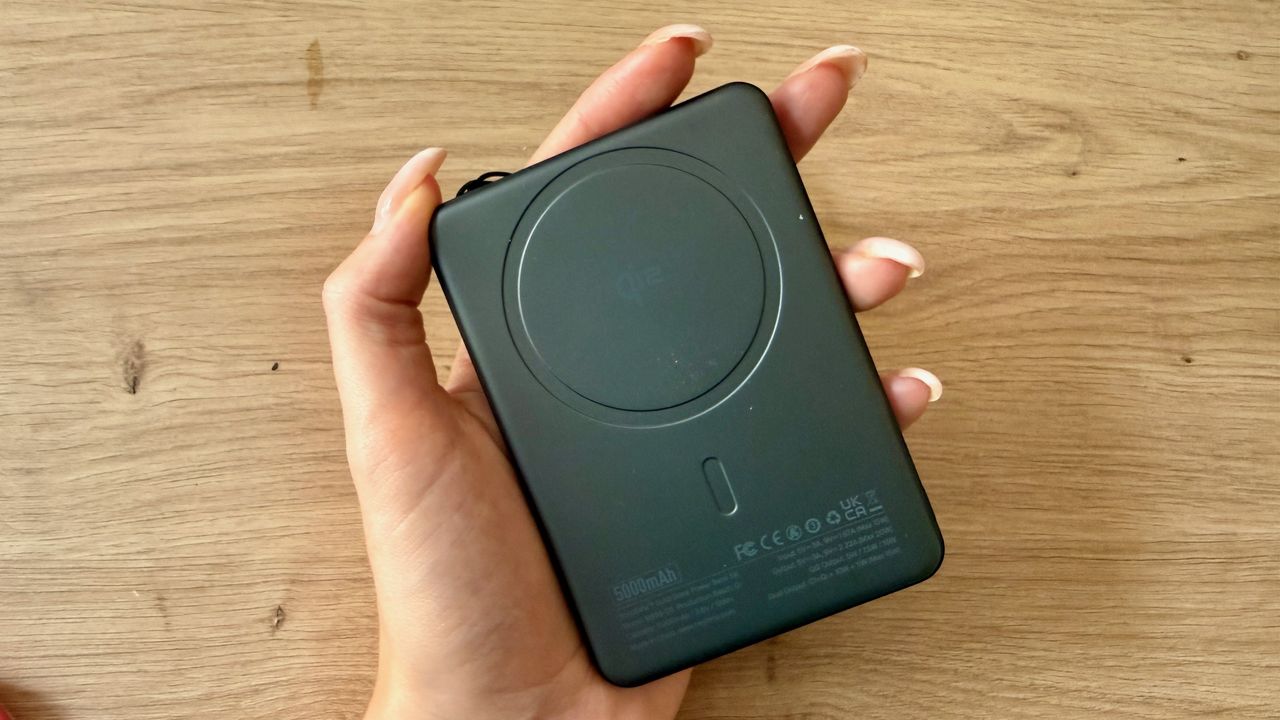 BMX SolidSafe 5K Magnetic Power Bank on a table
