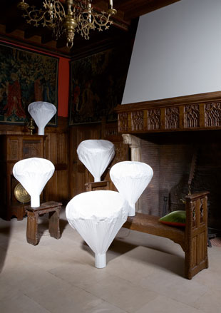 White objects on antique furniture
