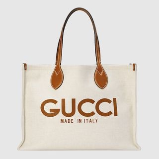 Medium Tote Bag With Gucci Print