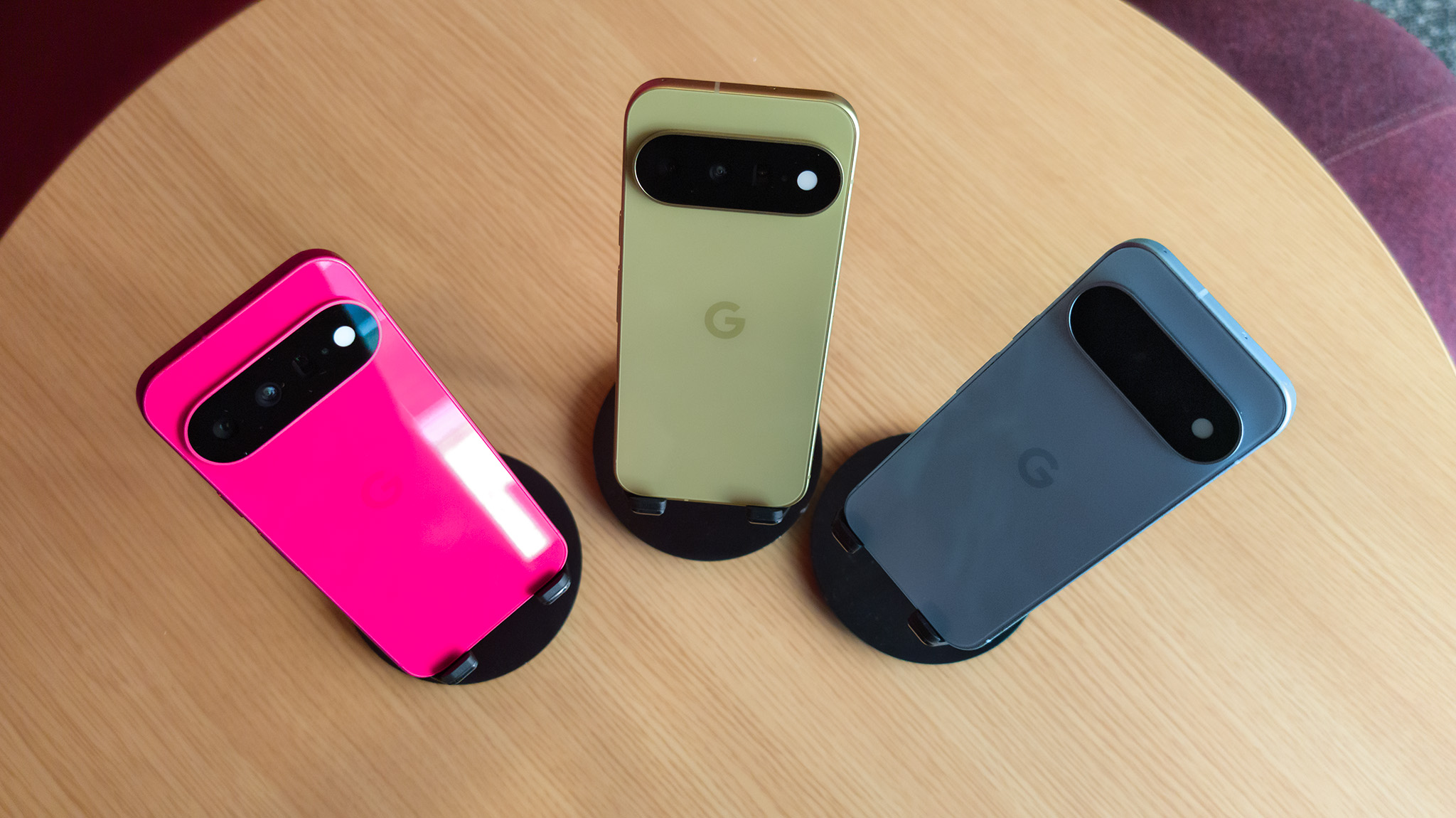 The back of all three Google Pixel 11 colors