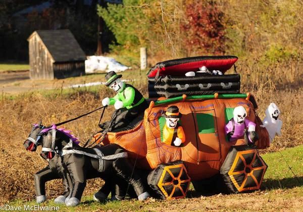 Halloween decorations dotted the countryside.