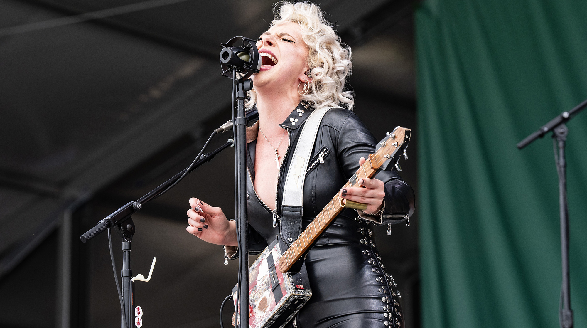 Samantha Fish performs on Day 5 of 2024 New Orleans Jazz & Heritage Festival at Fair Grounds Race Course on May 02, 2024 in New Orleans, Louisiana.