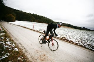 A large amount of the route was covered in snow (Photo: Sportograf)