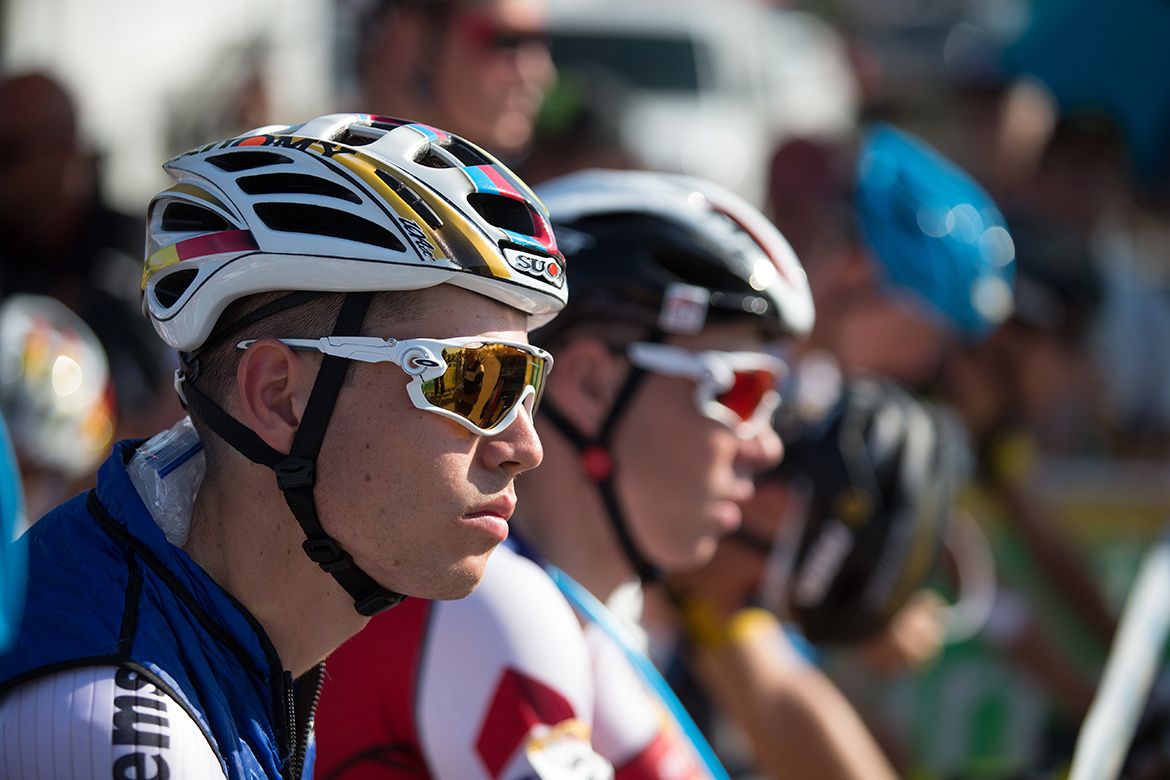 Wout Van Aert (Crelan-Charles) with an ice vest on the start line