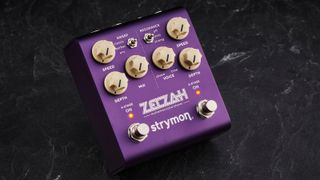 Strymon Zelzah phaser pedal on a black background