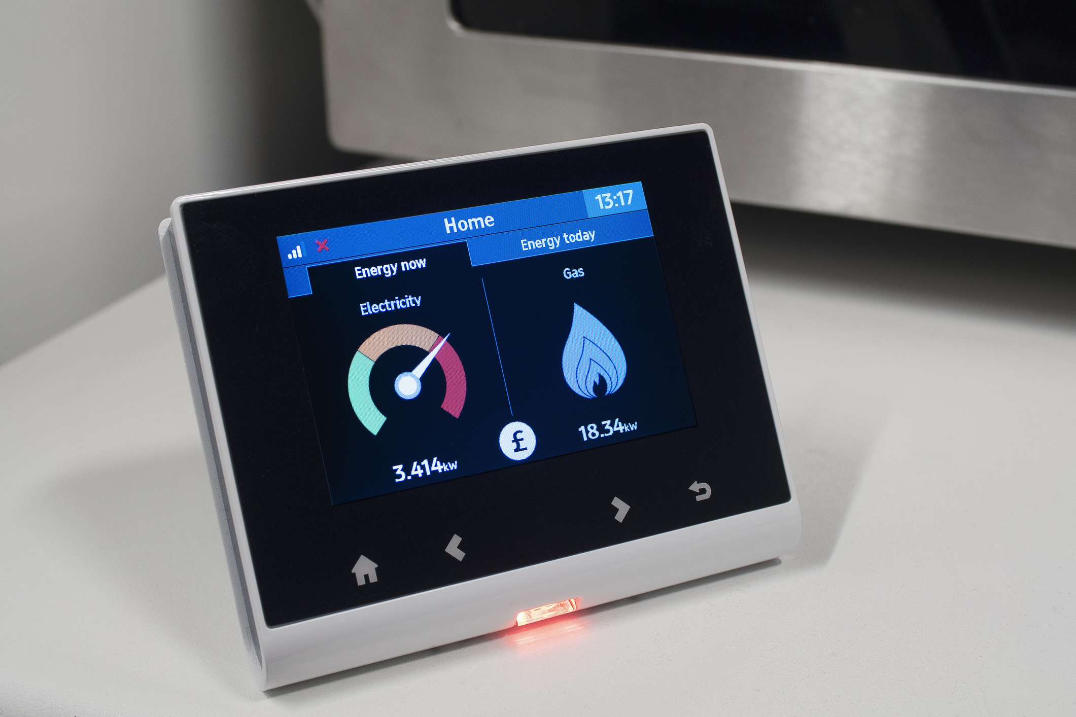 Smart meter on kitchen counter