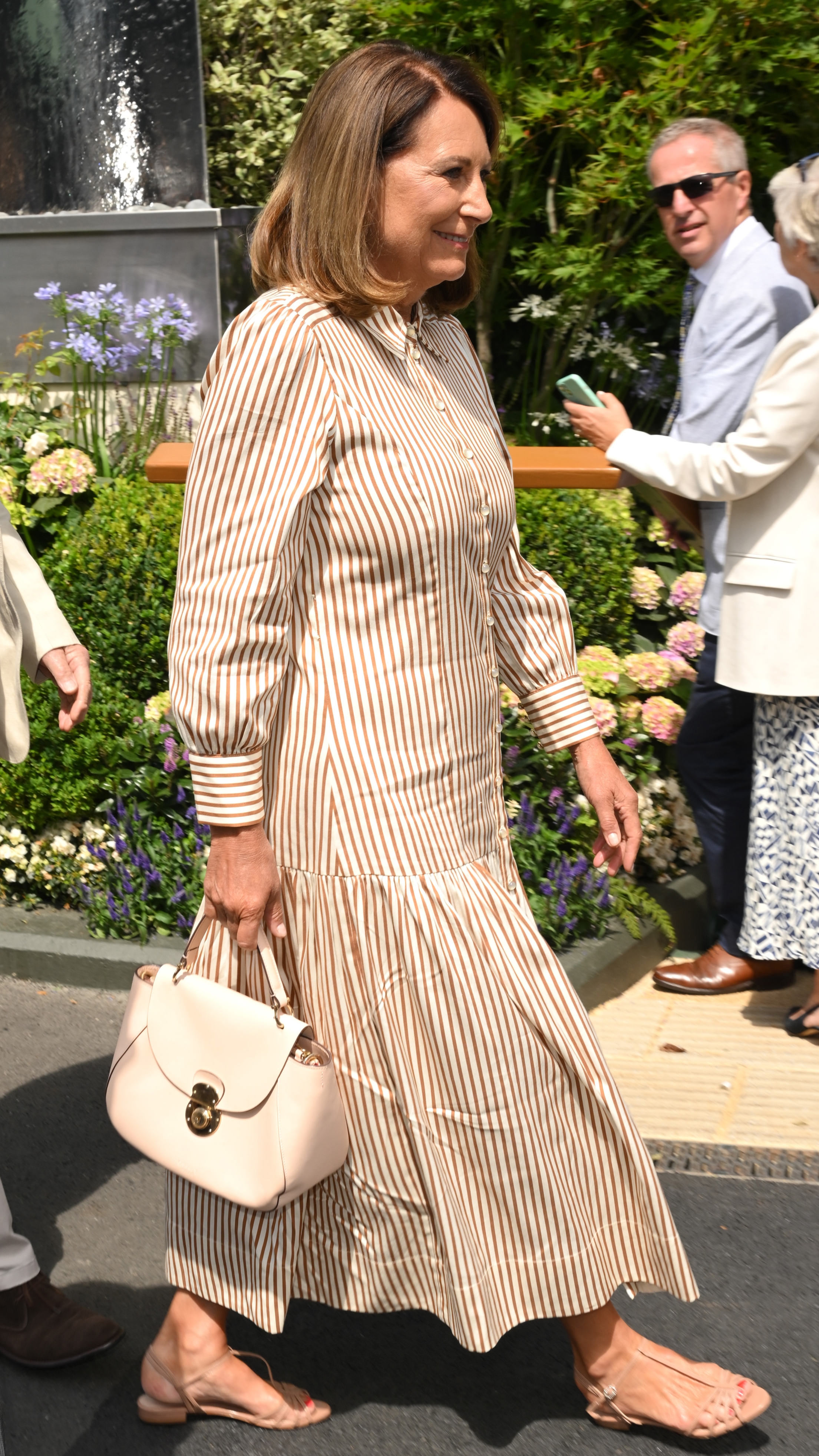 Carole Middleton attends day eight of the Wimbledon Tennis Championships at the All England Lawn Tennis and Croquet Club on July 07, 2025