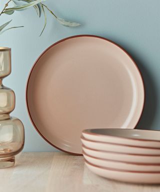 pink set of plates