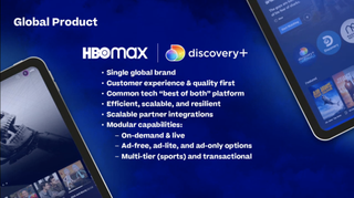 A slide previews a Global Product with HBO Max and Discovery Plus