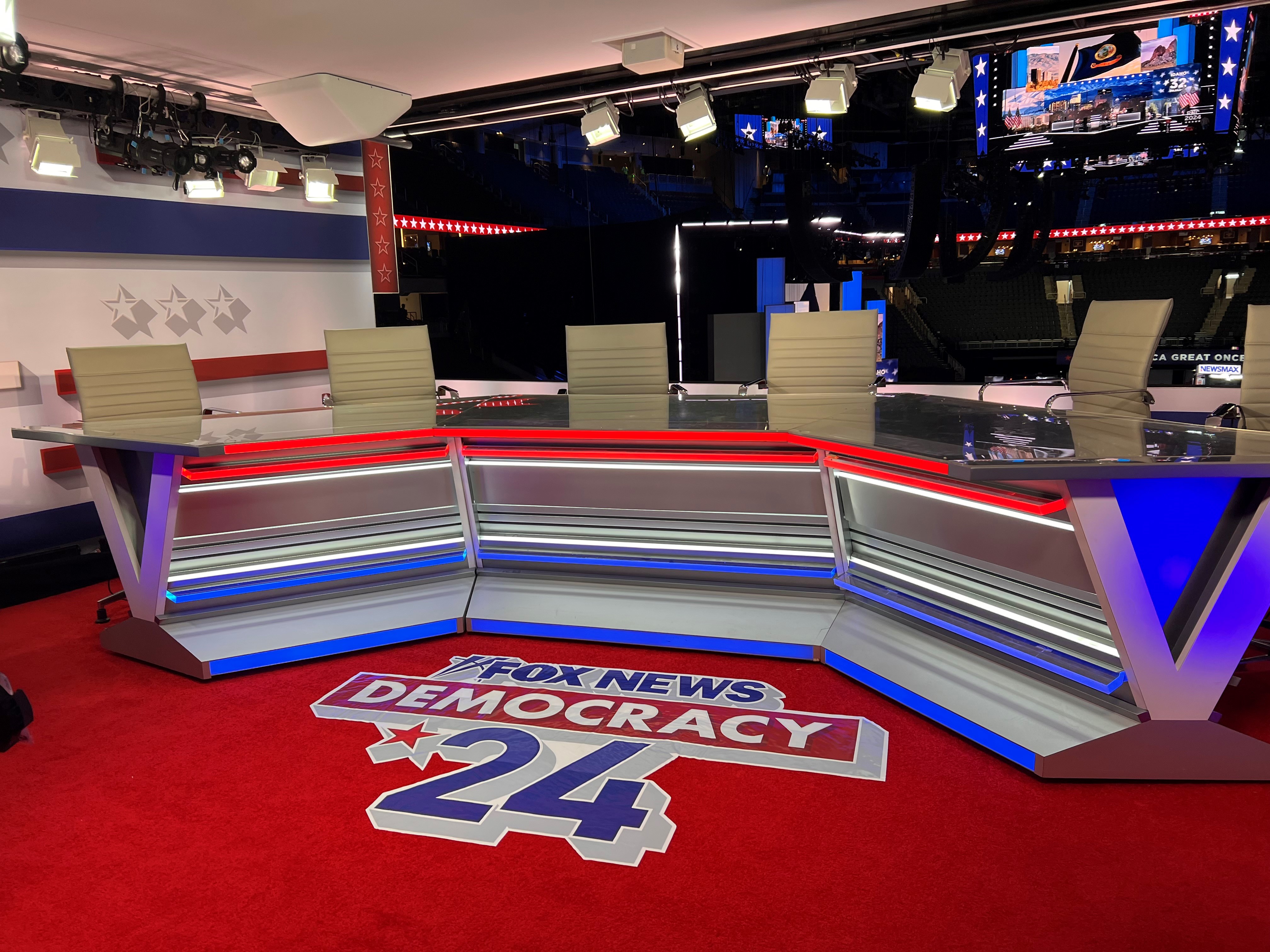 Fox News Media set for anchors in the Fiserv Forum.