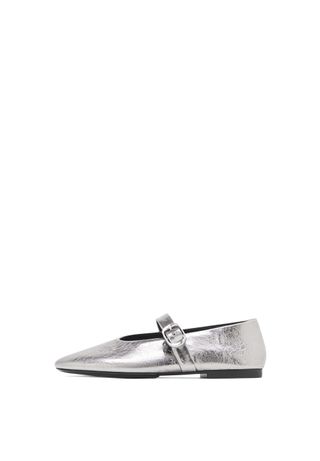 Metallic Ballet Flats With Buckle