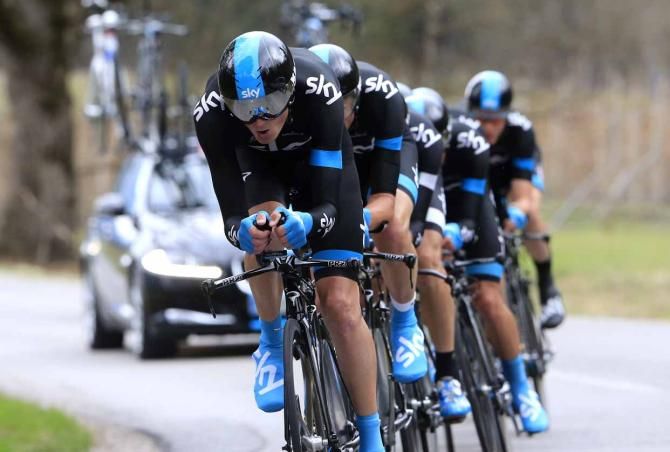 Team Sky power to victory in the Giro del Trentino team time trial.