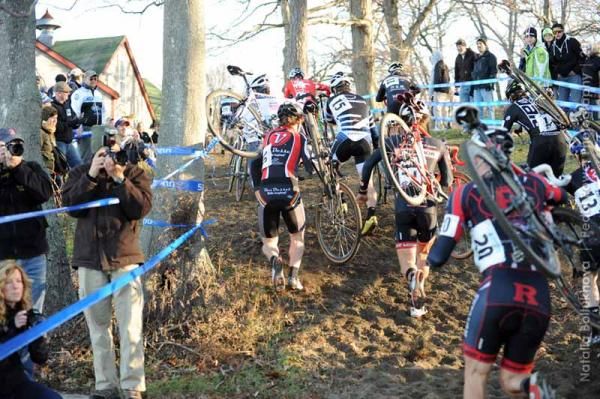 The scrum exiting the sand