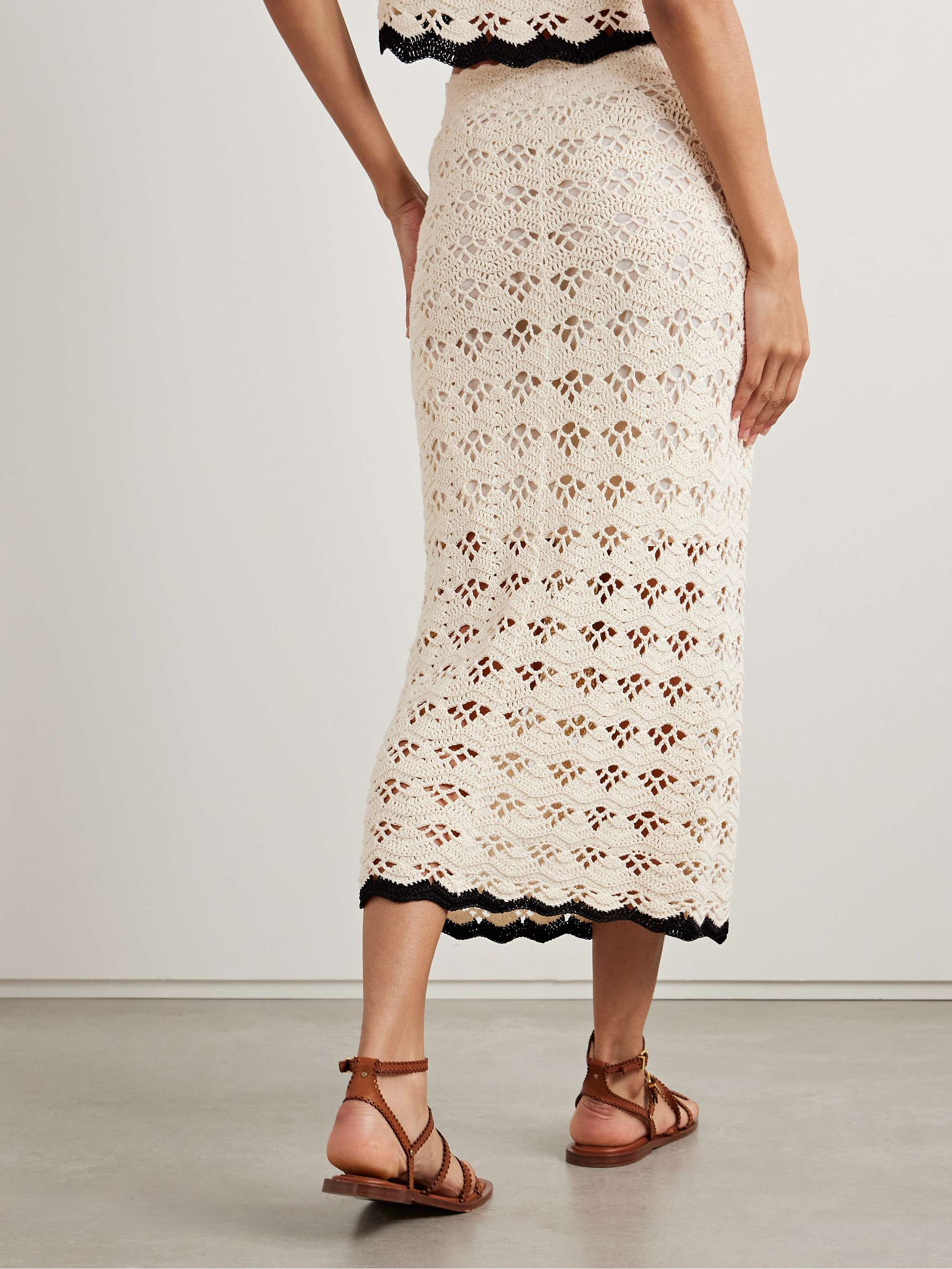 Rhiannon Crocheted Cotton Midi Skirt