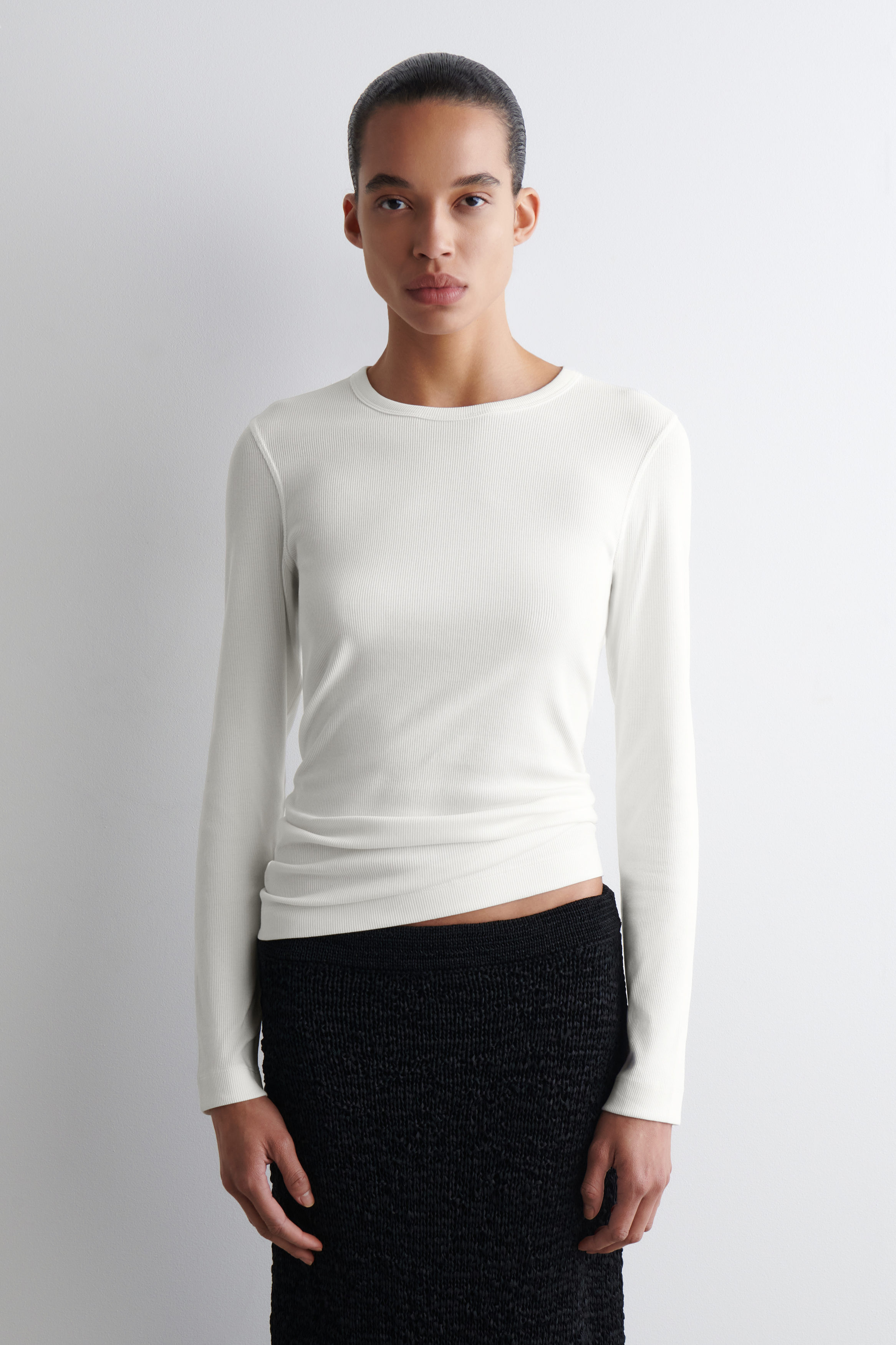 Ribbed Jersey Long-Sleeved Top