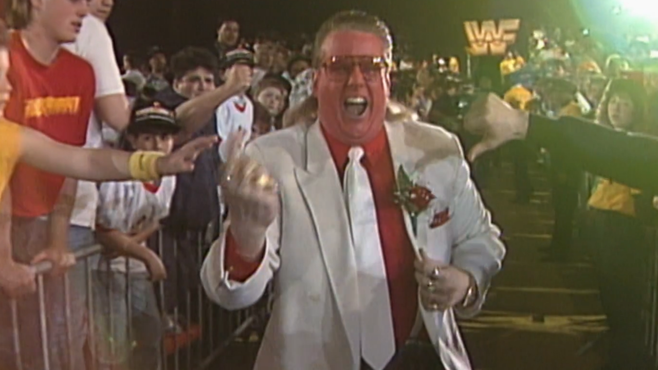 Brother Love walks to the ring during WrestleMania V.