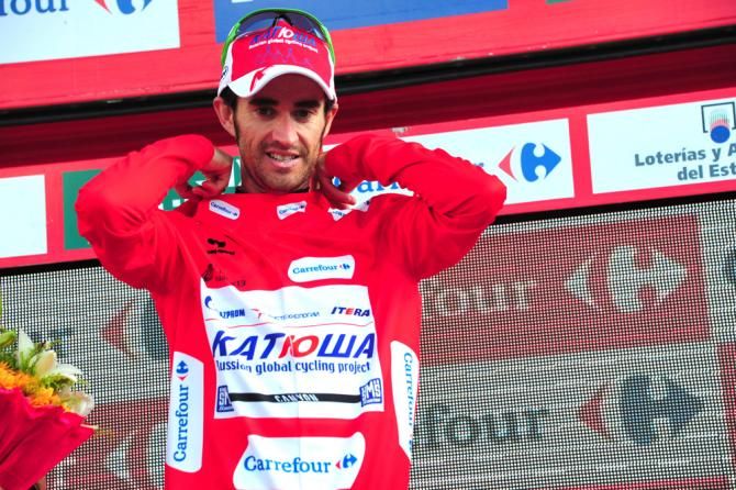 Daniel Moreno (Katusha) pulls on the red jersey