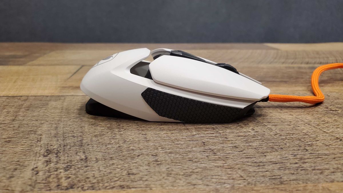 white gaming mouse side view
