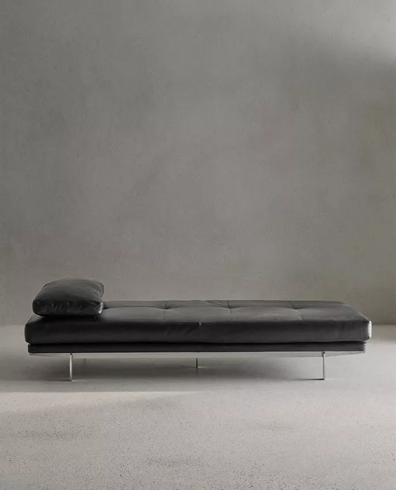 Vincent Van Duysen x Zara Home black leather chaise lounge
