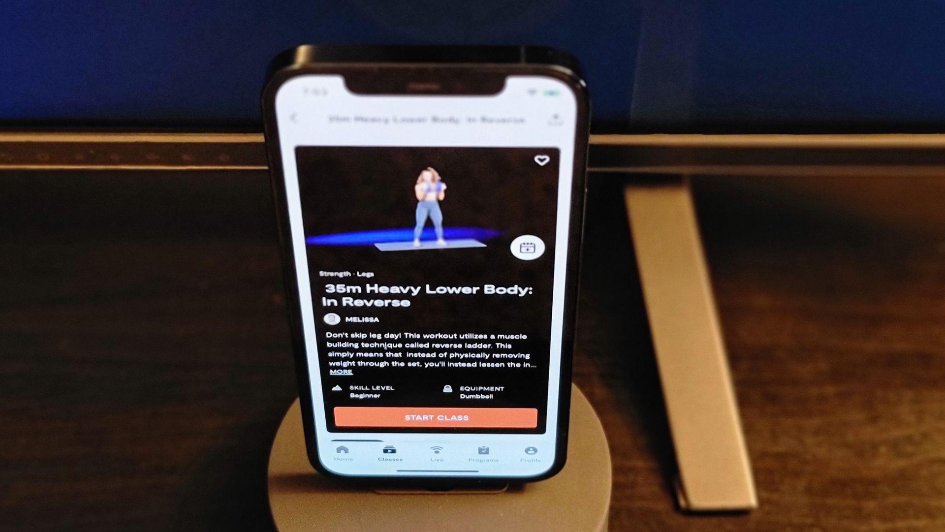 The Tempo Move program on an iPhone screen showing a workout