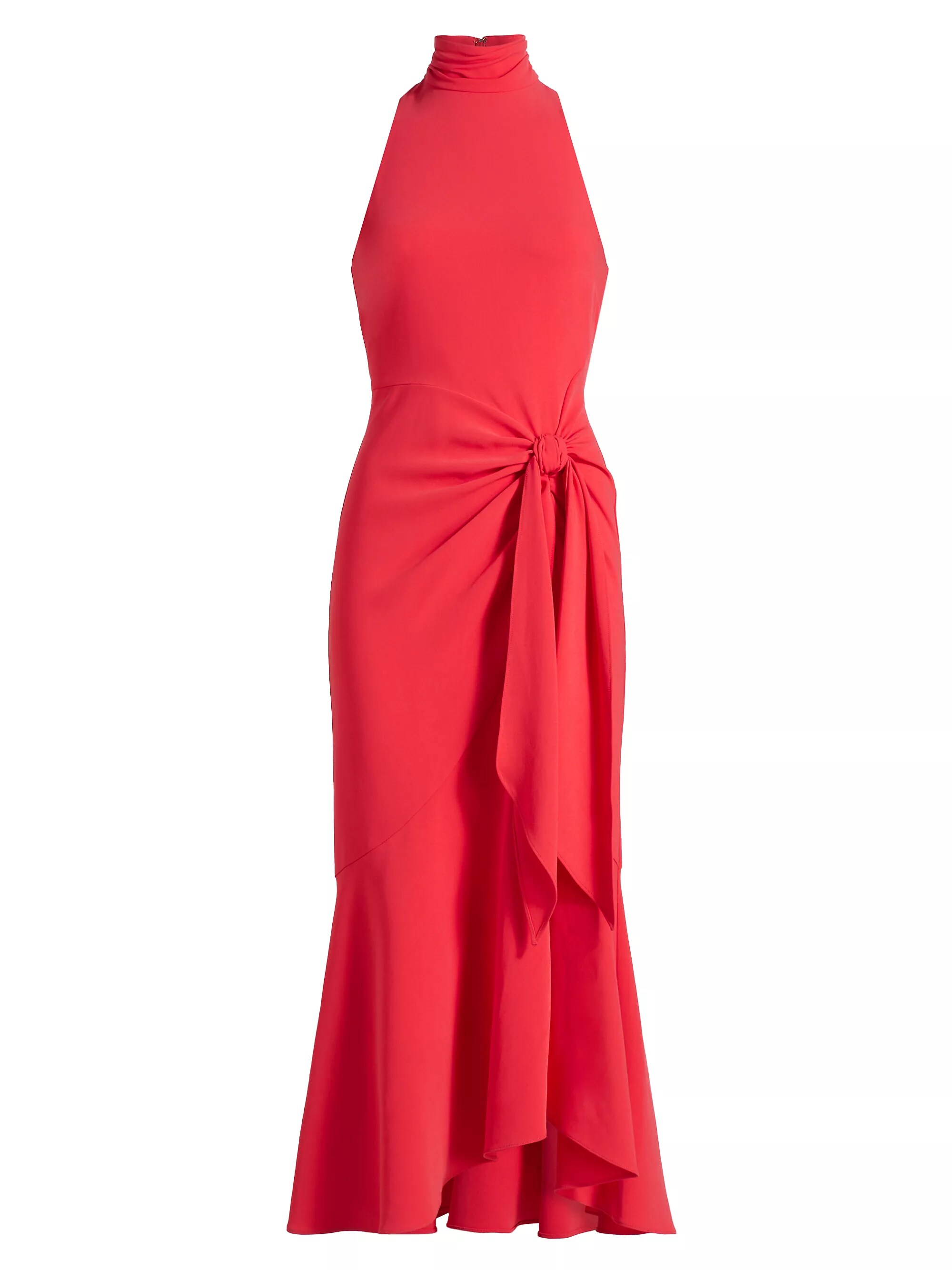 Rori Crepe High-Neck Midi-Dress