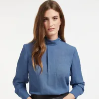 Riley Funnel Neck Blouse - Cornflower Blue, £170 | Cefinn