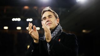 Julen Lopetegui is introduced to Wolves fans at Molineux in November 2022.