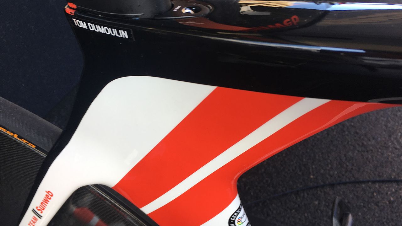 Like many modern time trial framesets the Cerv&eacute;lo P5 features an oversized seat cluster area