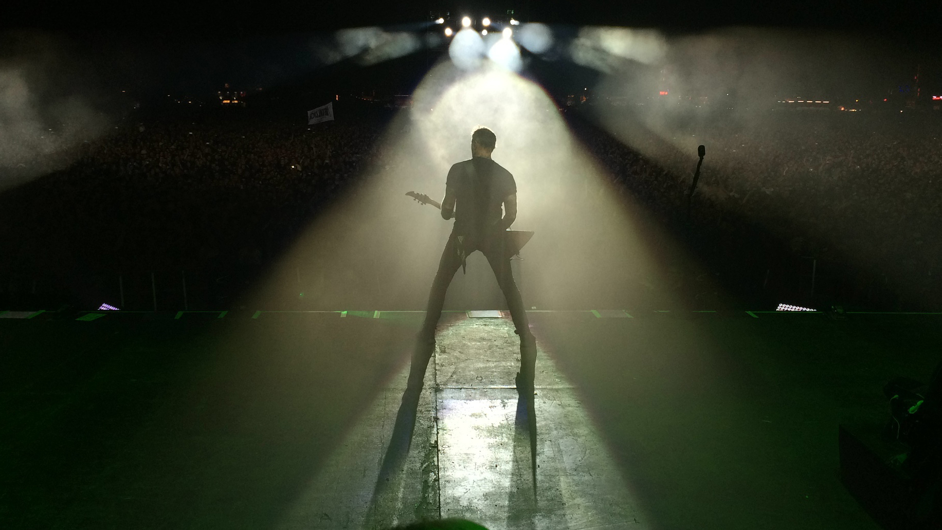 Metallica guitarist on stage from the back
