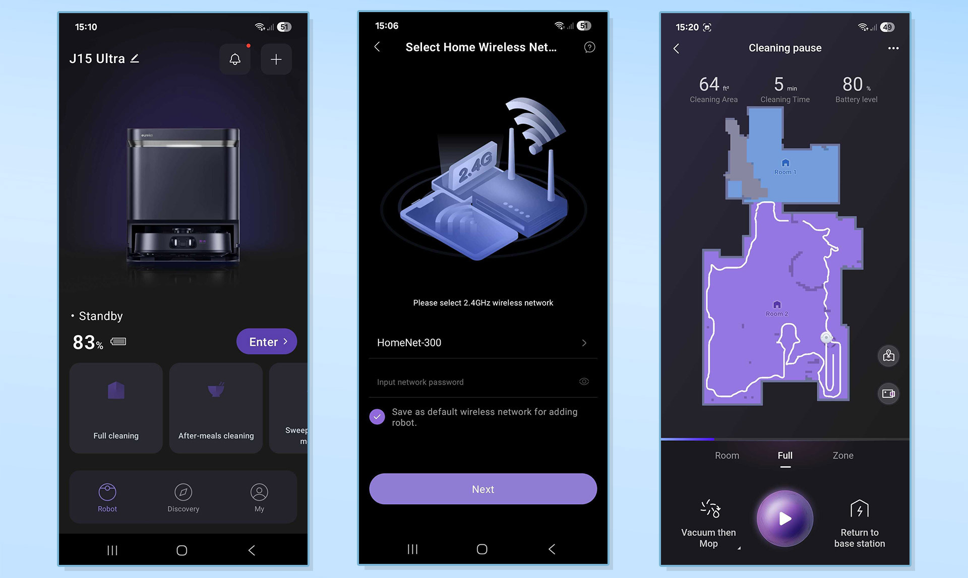 Eureka-J15-Pro-Ultra-Robotic-Vacuum app screenshots