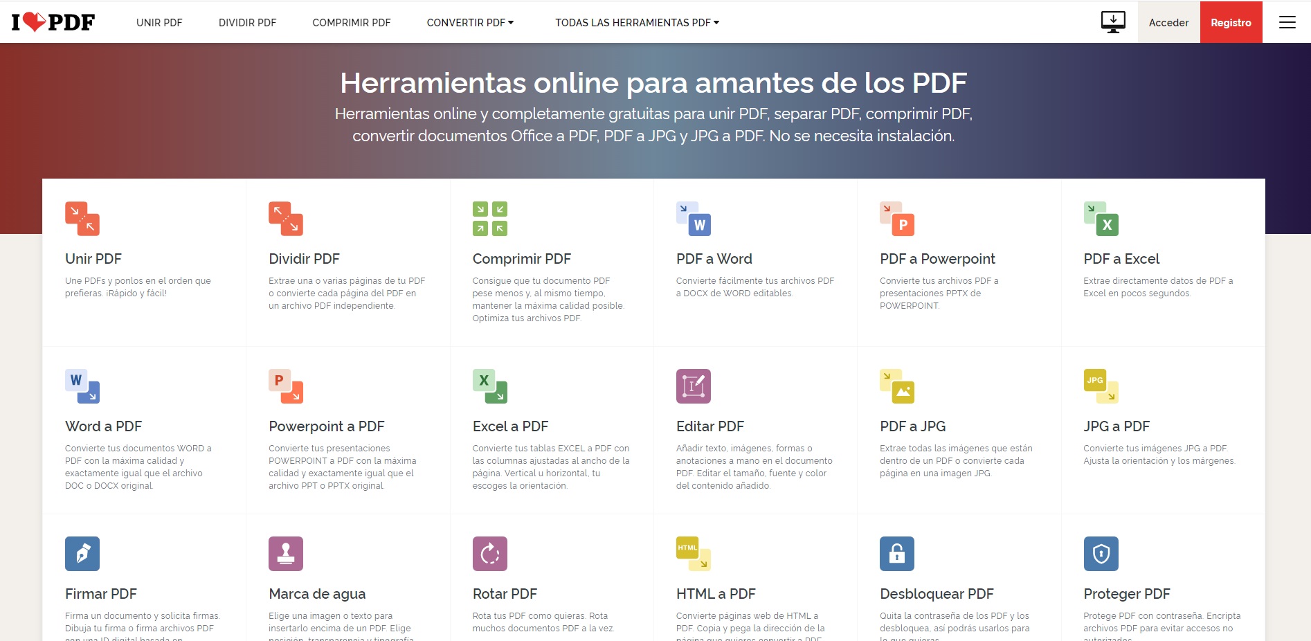 Captura de pantalla de I love PDF