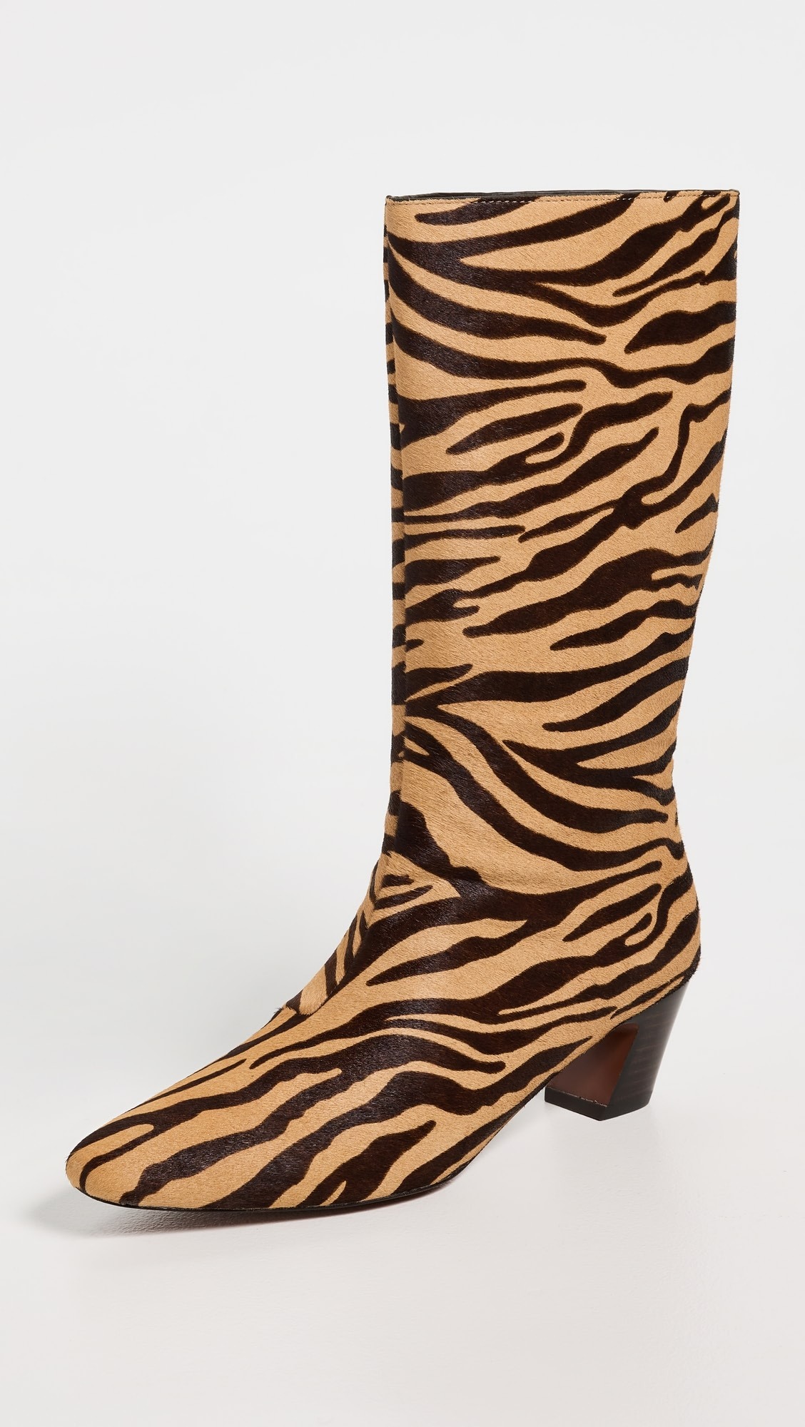 Loeffler Randall Women's Cleo Kicked Heel Calf Boots, Zebra, 7.5 Medium Us