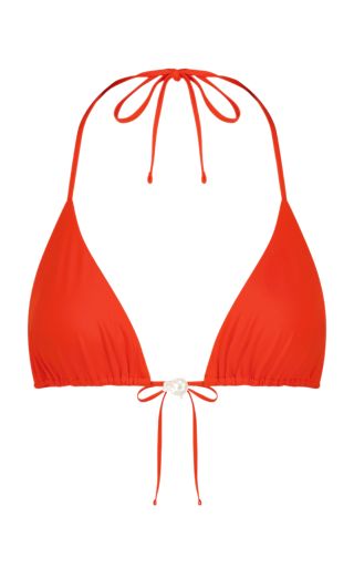 Sara Cristina Pearl-Embellished Triangle Bikini Top