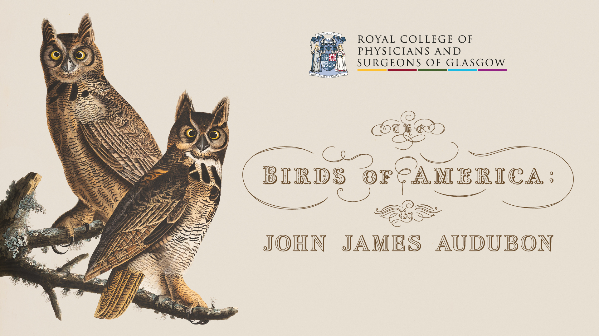 Exhibition title card for Birds of America at the Royal College of Physicians and Surgeons of Glasgow
