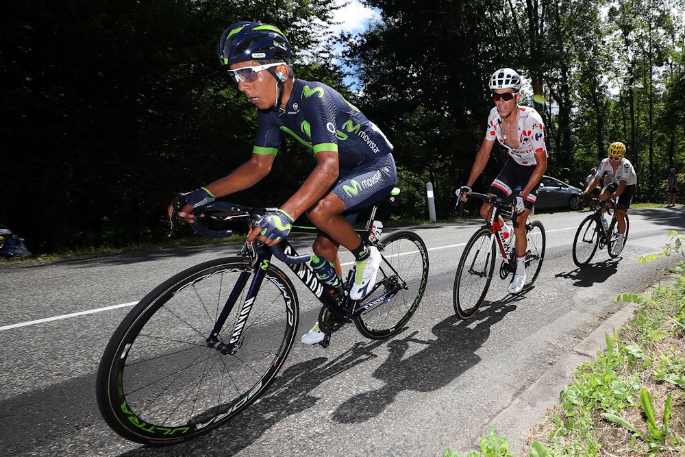 Nario Quintana climbs during stage 13 at the Tour de France