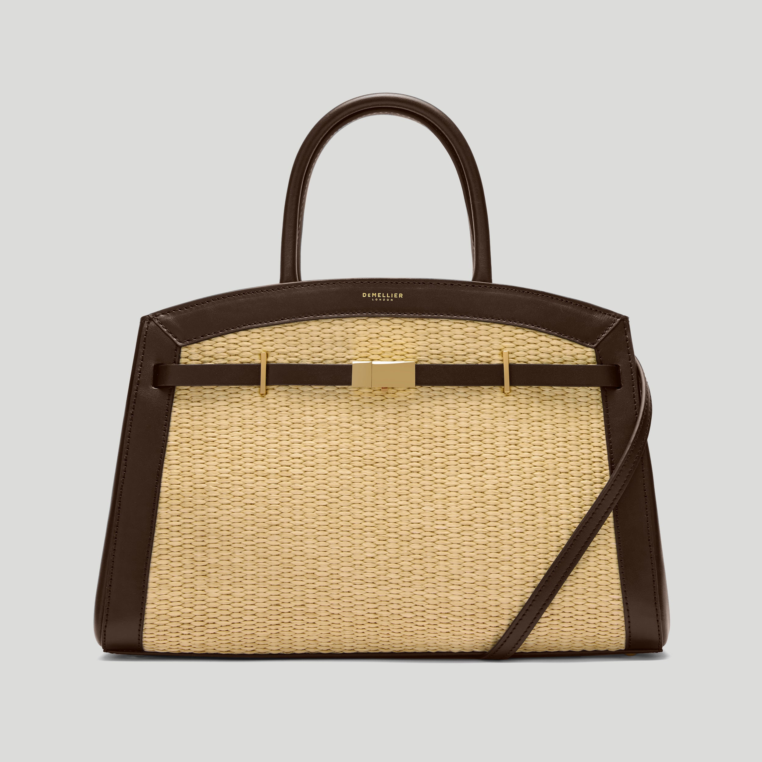 The Midi Hudson | Warm Raffia &amp;amp; Mocha Smooth | Demellier