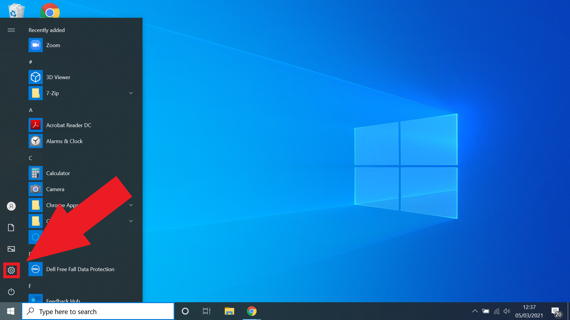Как изменить пароль в Windows 10 - выберите настройки