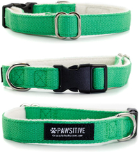 Pawsitive Hemp Dog Collar
Not only is the Pawsitive dog collar range available in eco-friendly hemp and in a wide range of bright colors, they also donate an identical collar to a dog rescue charities every time one is sold. 