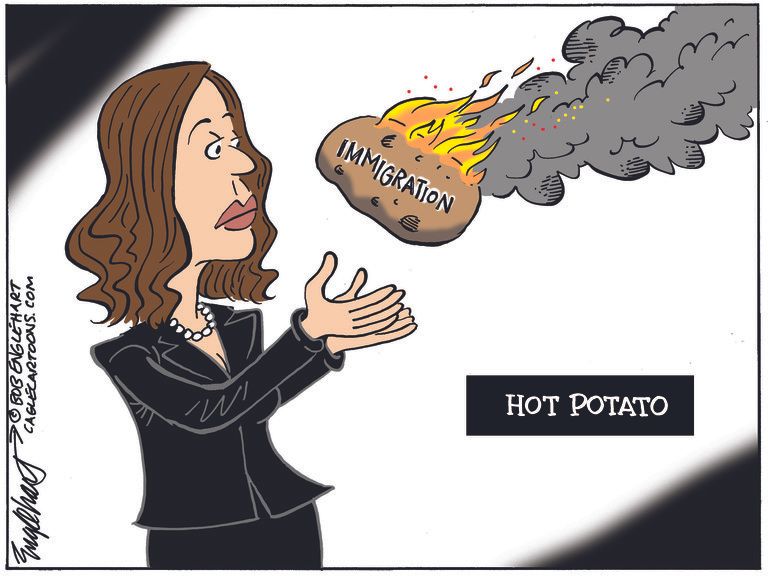 Political Cartoon U.S. harris biden immigration