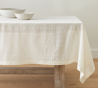 white woven tablecloth