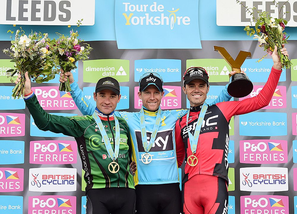The final overall podium at the Tour de Yorkshire