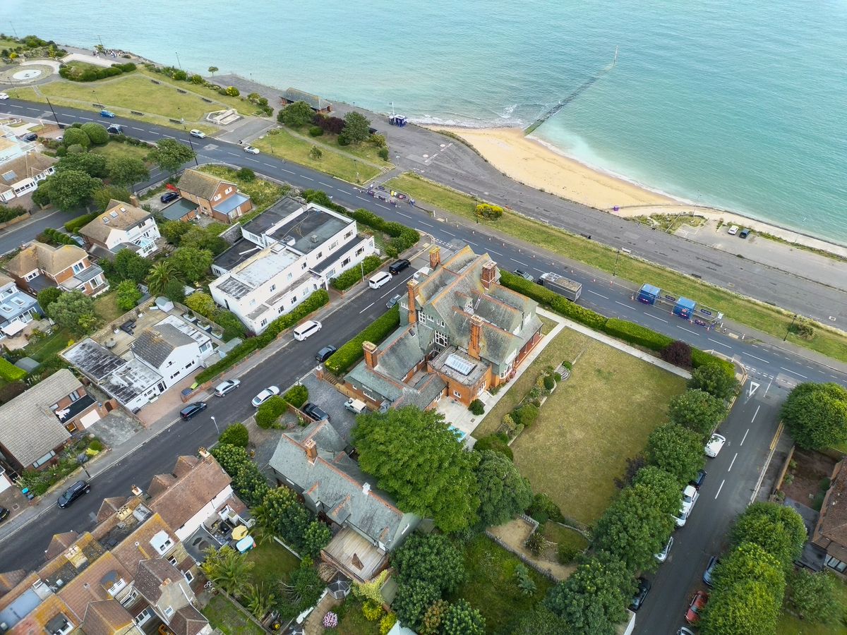 Aerial photo of English coastal town