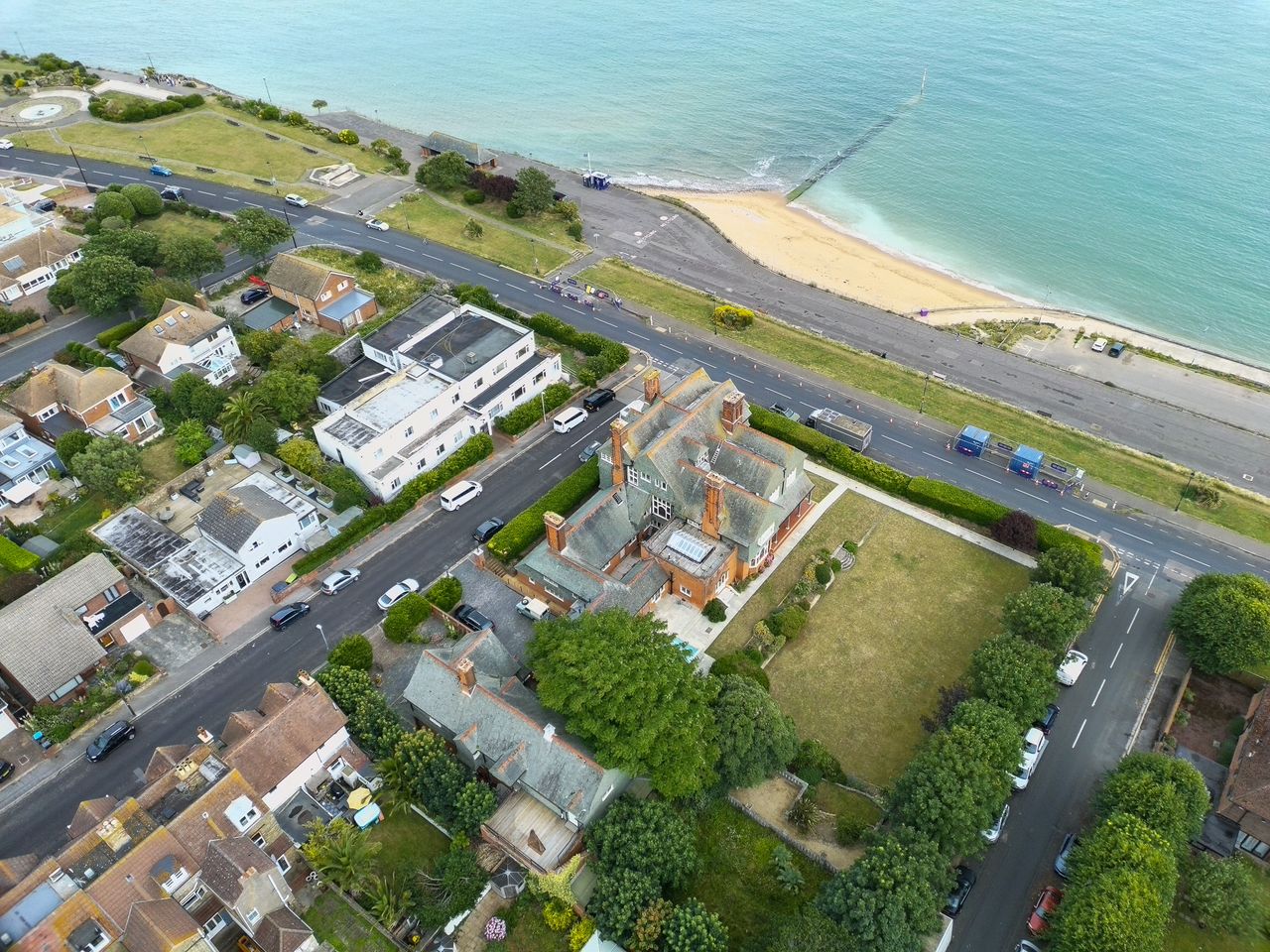 Aerial photo of English coastal town