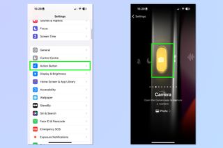 A screenshot showing how to set up camera Action Button iPhone 15 Pro