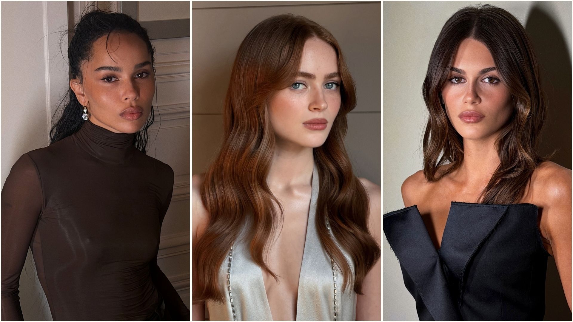 Zo&euml; Kravitz, Sadie Sink and Kaia Gerber all wearing makeup looks created by Nina Park