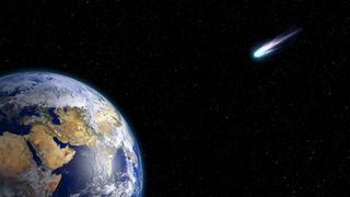 Artist's rendering of a comet headed toward Earth.
